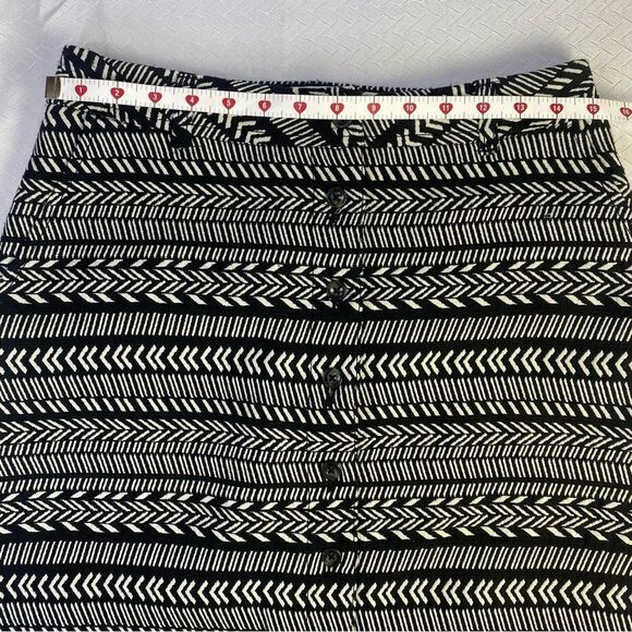 Maeve Black & White Geometric Button-Front Skirt – Anthropologie Boho Chic - Picture 6 of 12